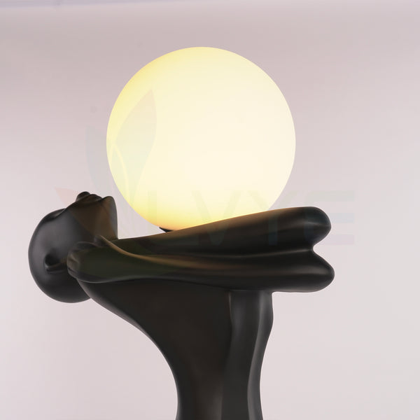 Artistic Human Figure Sculpture Holding Ball Floor Lamp