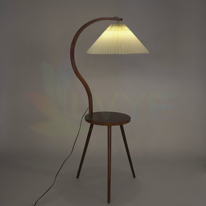 Japanese Pleated Solid Wood Floor Lamp