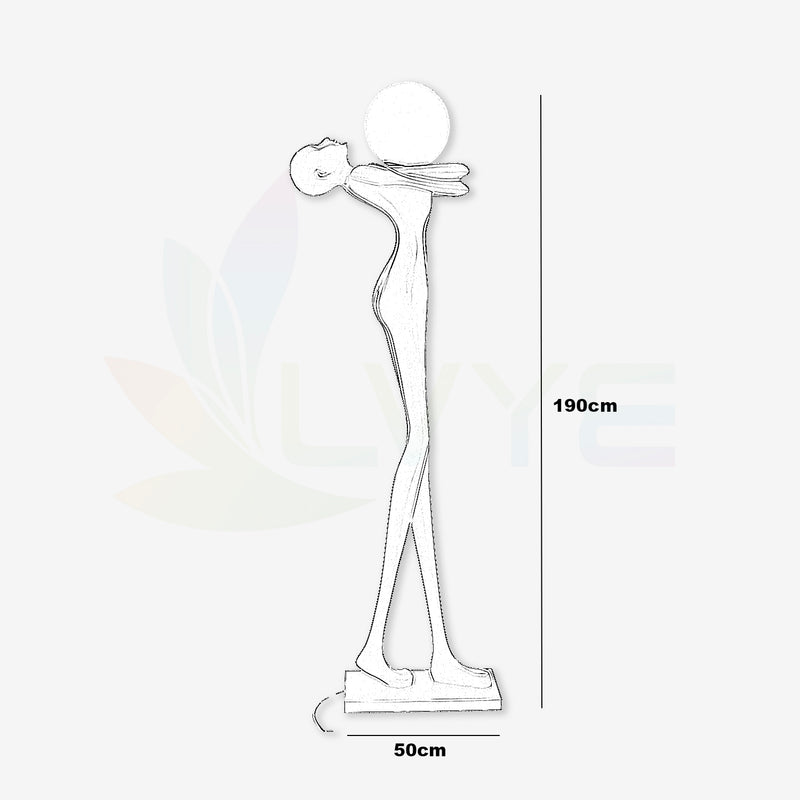 Artistic Human Figure Sculpture Holding Ball Floor Lamp